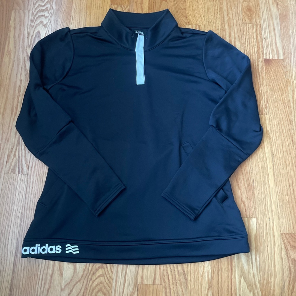 Adidas Golf Quarter Button Black Long Sleeve Pullover